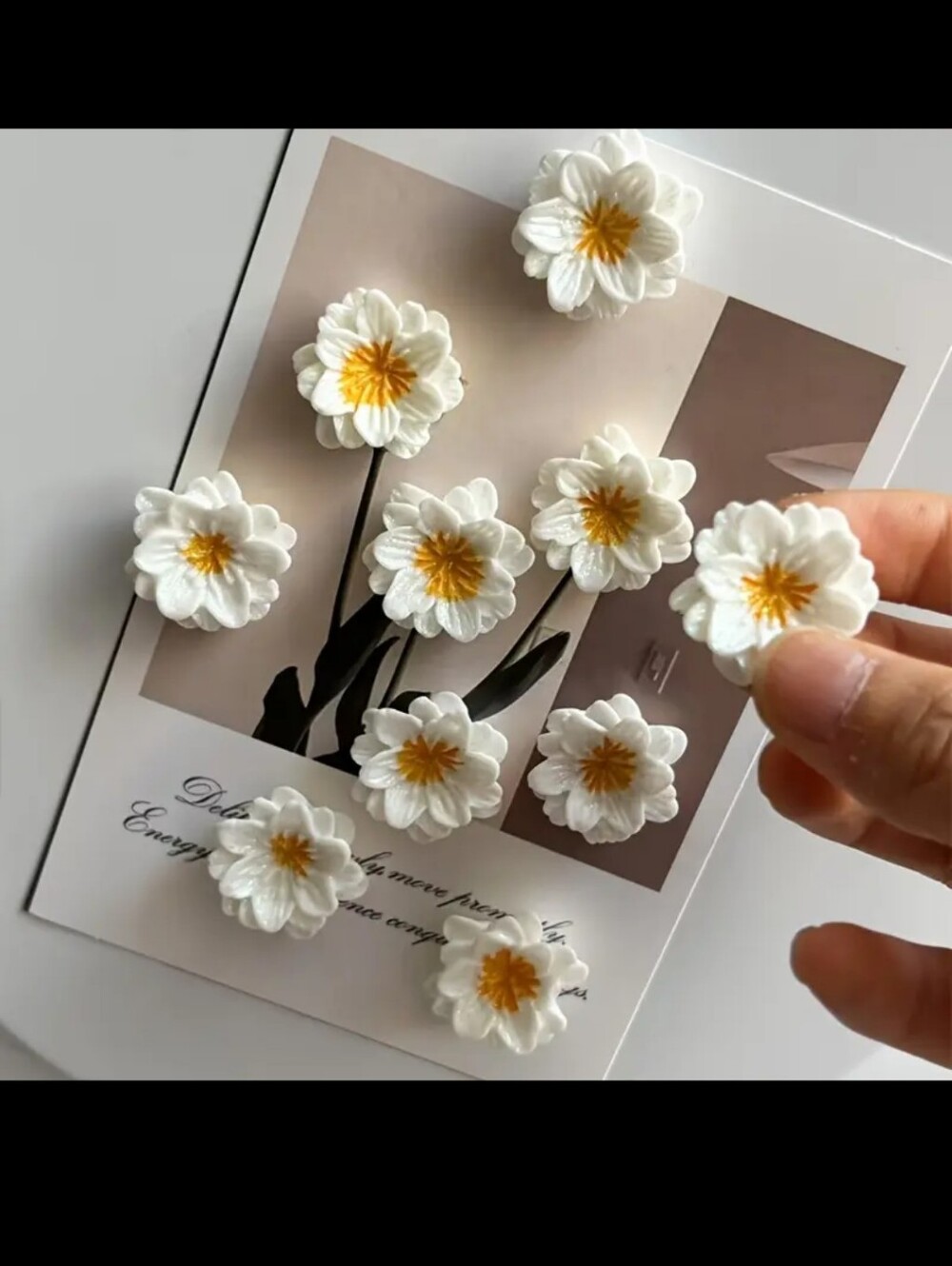 2/16🎈 10pcs Faux Resin Flowers Fridge Magnets